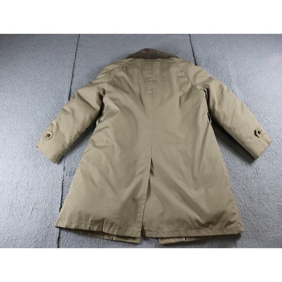 L.L. Bean Coat Womens 18 Brown Mainer Down Trench Fur Trim Lamb 70s Vintage - Picture 3 of 6